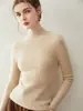 Nuevo suéter de cachemir 100% puro para otoño e invierno para mujer, cuello semialto, corte ajustado, cálida prenda interior de punto para mujer