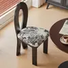 Mesa de Comedor y Sillas Vintage Estilo Francés Wabi-Sabi, Sillas de Comedor de Madera Maciza para Comedor del Hogar, Silla con Respaldo de Sirena en Forma de Llave, Taburete de Maquillaje