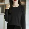 Nueva camiseta básica de punto de cuello redondo para mujer estilo coreano, suéter pullover ajustado de primavera al por mayor, forro polar Andy para mujer, transfronterizo 2025