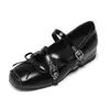Versión en Stock~Zapatos Planos de Ballet con Lazo Vintage, Zapatos de Salón de Punta Cuadrada, Zapatos Mary Jane de Correa Única con Suela Gruesa