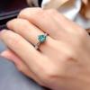 Taobao TikTok transmissão ao vivo novo anel de diamante de alto carbono azul de quatro garras imitação anel de diamante natural das Maldivas