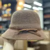 Nuevo Sombrero de Pescador con Lazo para Mujer Otoño e Invierno Versátil Cálido de Ala Ancha Sombrero de Cachemira Elegante Sombrero Cubo Adelgazante