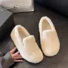 Ropa Exterior Casual Infantil 2025 Más Terciopelo Nuevo Estilo Mocasines Slip-ons Zapatos de Algodón Otoño Invierno Zapatos Peludos Cálidos para Mujer