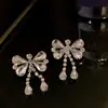Brincos de Franja com Laço de Strass 2021 Novos Modernos Celebridade da Internet Brincos Quentes Design Elegante de Alta Qualidade