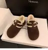 Sapatos peludos cinza femininos de inverno para exterior 2026 novos sapatos Birkenstock femininos sola grossa com algodão aveludado sapatos de lã simples