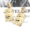 Pendientes Largos Geométricos Cuadrados Exagerados de Personalidad Dorados Plegados Moda Transfronteriza Europea y Americana Pendientes de Aleación Retro Nuevos