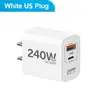 Cargador rápido de doble puerto 240W para teléfono móvil PD20W transfronterizo, adecuado para dispositivos Apple, Huawei, Samsung, europeos, americanos y británicos