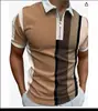 Polo Masculino de Nuevo Estilo Europeo y Americano Transfronterizo Estampado Digital 3D Moda Casual Camisa Polo de Manga Corta con Media Cremallera