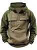 Sudadera con capucha de trabajo retro de color bloqueado, multi-bolsillos, media cremallera, para hombre, europea y americana, transfronteriza, sudadera para deportes de invierno, pre-venta