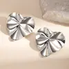 Pendientes Metálicos Exagerados de Forma Irregular de Gota de Agua Europeos y Americanos para Mujer Pendiente de Flor de Ola de Industria Pesada de Nicho Accesorio de Concha de Pulpo Venta al por Mayor