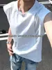 Chaleco de Malla Blanca Desestructurado de Secado Rápido para Hombre, Ropa Exterior Transpirable de Verano, Camiseta Deportiva sin Mangas para Fitness, Camiseta sin Mangas Estilo Americano