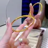 Pulseira Redonda Push-Pull Brilhante Banhada a Ouro em Latão para Mulheres, Simples e Fashion, Pulseira Ajustável Dourado Areia Que Não Desbota por Muito Tempo