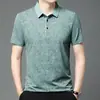 Camiseta de Manga Corta con Cuello Polo Estilo Data para Hombre Verano Seda de Hielo Transpirable Estampado de Cuerpo Completo Manga Corta Ropa para Hombre Camiseta