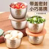 Mini Tazón para Dips de Acero Inoxidable 304 con Tapa Caja Doméstica para Ensalada de Tomate Taza para Salsa Vajilla Portátil Plato para Condimentos