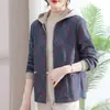 Casaco fino de primavera e outono da mamãe Jaqueta com capuz feminina de meia-idade no início do outono 2024 Nova blusa curta de meia-idade