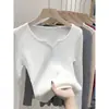 Top de Punto de Manga Larga para Mujer, Capa Base, Suéter de Cuello Blanco para Otoño e Invierno, Nueva Prenda Interior Elegante que Adelgaza, Top de Principios de Otoño