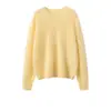 Novo Estilo Suéter de Cashmere Puro Cashmere Escovado com Gola Redonda Solta Camada Base para Mulheres, Espessado para Aquecimento de Inverno, Adequado para Roupa Externa