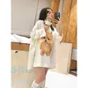 Pijama largo dulce y lindo con temática de osos para mujer, vestido de otoño holgado y cómodo, ropa de estar casual adecuada para usar en el exterior