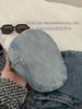 Tannin Style Retro Denim Forward Hat Mulheres Primavera e Verão Big Head Face Mostrando Pequeno Estilo Britânico Pintores Chapéu Art Newspaper Chapéu Infantil
