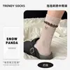 Calcetines nuevos para mujer de otoño e invierno hasta la pantorrilla, bordados con lindos osos de dibujos animados, estilo universitario coreano, calcetines sin costuras, al por mayor