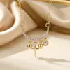 Colar da moda e popular com zircônia incrustada, com toque de alta qualidade, estilo nicho de luxo leve para mulheres, corrente de clavícula versátil e elegante, simples e que não desbota