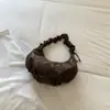 Bolsa de Bolinho Estampa de Leopardo Moda Retrô Outono 2026 Nova Bolsa Leve de Axila Sensação Preguiçosa Relaxada Bolsa de Ombro Único Transversal
