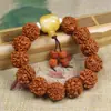 Pulseras de Bodhi de Diamante de Vendedores Ambulantes a Bajos Precios Atraen Clientes, con Hueso de Buey, Cera de Abeja, Cuentas de Semillas de Bodhi de Cinco Pétalos y Pulseras de Cuentas de Oración Budista