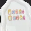 30 Piezas de Manicura Glaseada Ojo de Gato, Pequeñas Frescas de Dibujos Animados Lindas Estilo Ins Uñas Cortas Ojo de Gato Hechas a Mano Portátiles