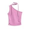 Sentido del Diseño Puro Sexy Spice Girl Un Hombro Tejido Sling para Mujer Cuello con Cordones Cintura Plisada Adelgazante Chaleco Interior