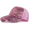 Gorra de Béisbol de Verano Casual Estilo Coreano para Mujer con Lentejuelas Gorra de Malla Tendencia de Moda Visera Gorra de Moda Gorra Solar
