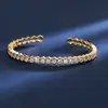 Pulsera abierta de una fila de circonitas con diseño geométrico de panal estilo francés, diseño de nicho de moda popular, joyería de lujo ligero para el día a día, regalo para novia