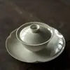 Ceniza de madera cerámica gaiwan taza para preparar té de roca esmalte gris juego de té Kung Fu tetera taza de té taza del anfitrión taza de la justicia