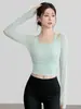 Conjunto de Yoga Falso de Dos Piezas para Mujer con Almohadillas en el Pecho Ropa Deportiva Top Entrenamiento de Pilates Manga Larga Secado Rápido Ropa para Correr Fitness