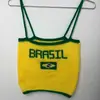 Camisola Amarela Y2K Transfronteiriça Justa com Estampa de Letras para Mulheres, Top Cropped Estilo Verão, Shorts Cropped Sexy