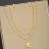 Moda Transfronteriza Europea y Americana Más Vendida Cadena para Clavícula Apilada de Tres Capas Colgante de Flor Simple Collar Personalizado Estilo Callejero para Mujer