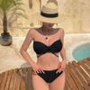 Traje de baño para mujer Nuevo Color Sólido Bikini Puro Deseo Bikini Triangular Dividido Pecho Pequeño Sexy Cuello Colgante Vacaciones Fuente Termal