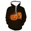 Venda direta estação independente fornecimento série Halloween casais abóbora caveira estampa 3D masculino solto suéter chapéu