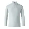 Camiseta de manga comprida com zíper e gola alta meia-altura para uso externo, masculina e feminina, base elástica de secagem rápida para primavera e outono, top casual esportivo com gola alta