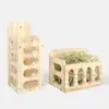 Jaula para Conejo y Chinchilla Estante de Madera para Hierba Se Puede Fijar Madera Maciza Anti-Desperdicio Comedero de Madera para Comida Comedero para Conejo Gran Capacidad