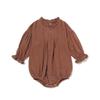 Ropa de Escalada Transfronteriza Europea y Americana Mono de Manga Larga Sombrero de Lino de Color Sólido Camisa de Lino Envuelta Ropa para Bebé Niña Ropa para Bebé