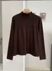 KEKEZOON Mousse Cashmere Gola Alta Macio Ombro Normal Manga Longa Cor Sólida Camada Interna Camiseta Básica Camiseta Top 9339
