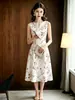 Vestido de Noche Nuevo Estampado 2026, Estilo de Nicho de Lujo Ligero, Adecuado para Ser Anfitrión de Banquetes, Exámenes Artísticos, Actuaciones de Coro y como Vestido de Madre