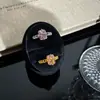 Anel rosa com laço estilo menina doce, cubo de açúcar e zircônia cúbica para mulheres, novo design, anel aberto simples e ajustável