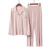 Pijama Masculino e Feminino para Casal, Estilo Fino de Modal, Cardigã Color-Blocking com Gola Reversível, Roupa de Casa Respirável de Manga Longa, Estilo Europeu e Americano, Adequado para Usar Fora