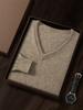 Suéter de Cachemira para Hombre con Cuello en V para Otoño e Invierno, Talla Grande, Ropa de Punto Business Casual, Suéter Base de Lana, Grueso y Cálido