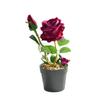 Flores Artificiales Rosa de Terciopelo de Tres Cabezas Decoración Bonsái Accesorios de Fotografía Flores Artificiales Plantas Verdes Adornos Florales para Boda Plantas en Maceta Simuladas