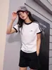 Camiseta de Manga Corta a Rayas con Tres Rayas de Verano para Mujer, Corte Ajustado, Estilo Americano, Hombro Normal, Top Corto