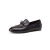 Mocasines convertibles con hebilla metálica, aptos para todas las estaciones, zapatos slip-on de cuero genuino, zapatos planos de cuero estilo británico