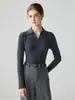 Nuevo Suéter Básico de Punto Delgado de Manga Larga para Mujer Otoño/Invierno 2026 con Cuello Polo, 100% Cachemira Pura
