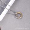 Collar de acero inoxidable de moda para hombres y mujeres cadena de suéter Sansheng III tres anillos anillo de acero inoxidable anillo entrelazado venta al por mayor